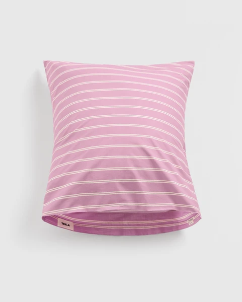 Tekla Fabrics Percale pillow sham – Mallow Pink Stripes