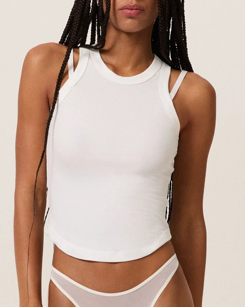 Ultrasoft Rib Strap Tank in White | MAIN ROSE