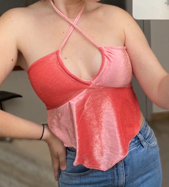 Top velours rose