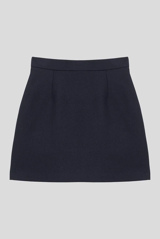 Jupe en laine vierge et coton - Marine