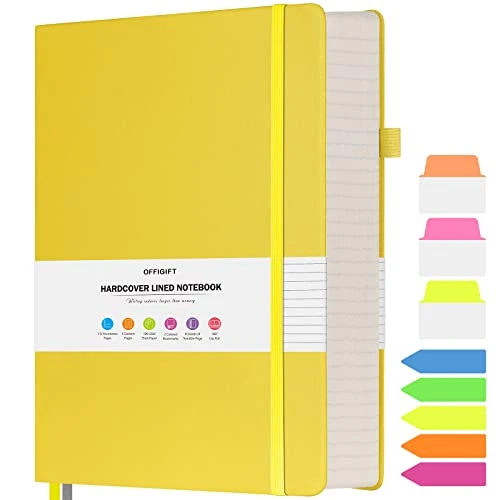 Carnet ligné universitaire grand format B5, 314 pages numérotées avec autocollants d'index, papier épais de 100 g/m², couverture rigide en cuir végétalien pour femmes, hommes, école, bureau