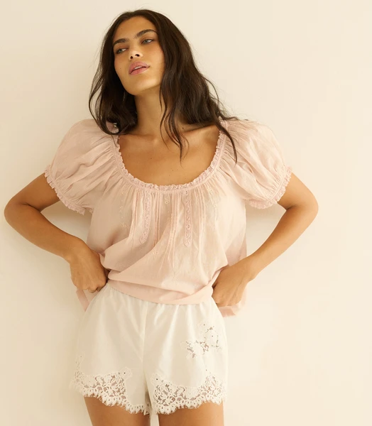 FREDERICA TOP -- BLUSH