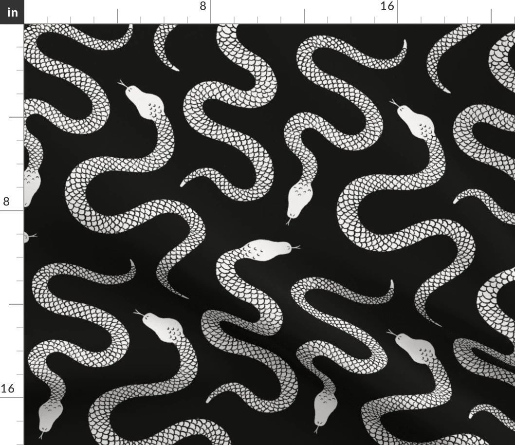 Slithering Snakes - spooky black and Fabric | Spoonflower