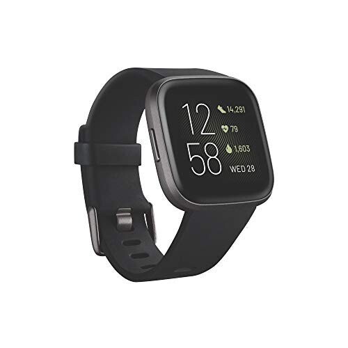 Fitbit Versa 2 : Montre connectée forme et bien-être avec contrôle vocal, score de sommeil et musique, Noir/Carbone