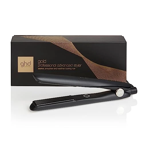ghd - Lisseur cheveux ghd gold - Fer à lisser professionnel (Noir) - Cheveux plus lisses, 65% plus brillants, sans chaleur extrême - Lisseur boucleur, design arrondi - Idéal tous types de cheveux