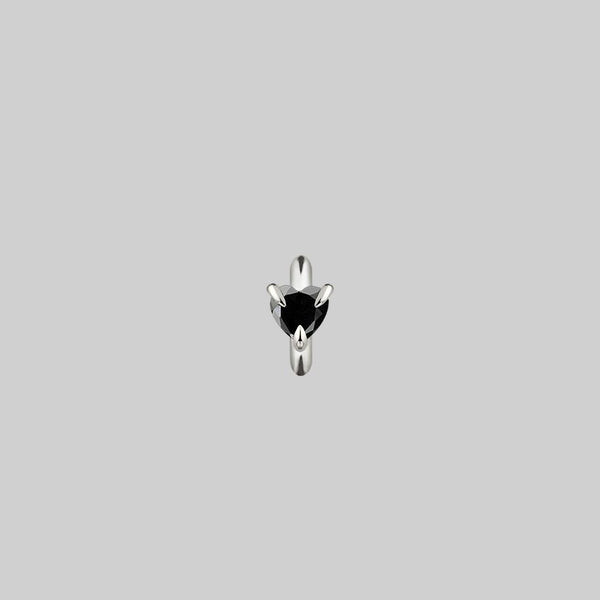 HEART & SOUL. Black Spinel Heart Clicker Ring - Silver