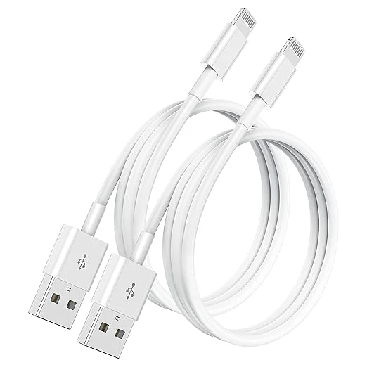[2 Pack] 1m Cable Chargeur iPhone certifiés MFi Apple, Cordon de câble Lightning vers USB 2 mètres pour iPhone 14/13/12/11/11 Pro/11 Pro Max/X/XS Max/8/7/6/5/iPad