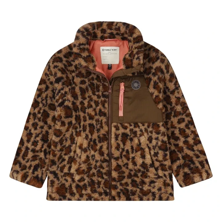 Manteau Façon Sherpa Minnesota Léopard Fibres Recyclées | Marron