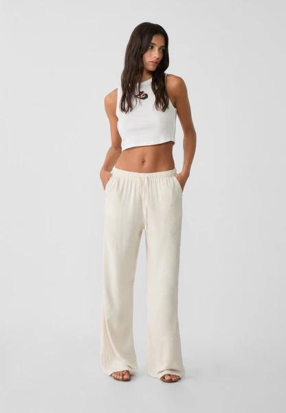 LONG FLOWING RUSTIC - Pantalon classique - stone