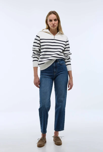 Pull col zippé en coton BIO