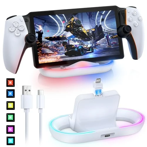 Chargeur Magnétique pour PS Portal Remote Player-FASTSNAIL Accessoires PSP Compatibles avec Playstation Portal Remote Player-Support LED pour PS5 Portable