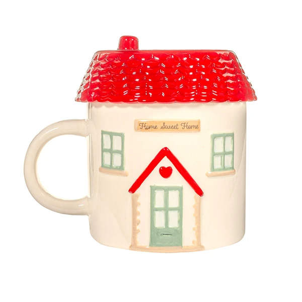 Mug 3D en dolomite "Cottage anglais" avec couvercle