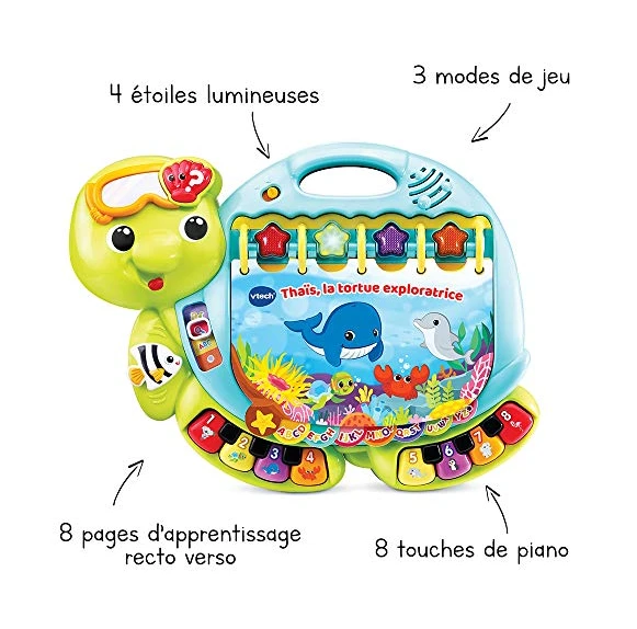 VTech - Mon Super Imagier Des Découvertes, Livre Interactif Enfant, Livre Musical Tortue – Version FR