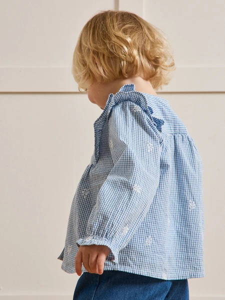 Blouse brodée en vichy bébé