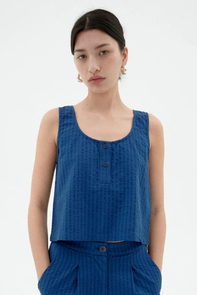 Thinking MU Top Ample En Seersucker Justine Bleu