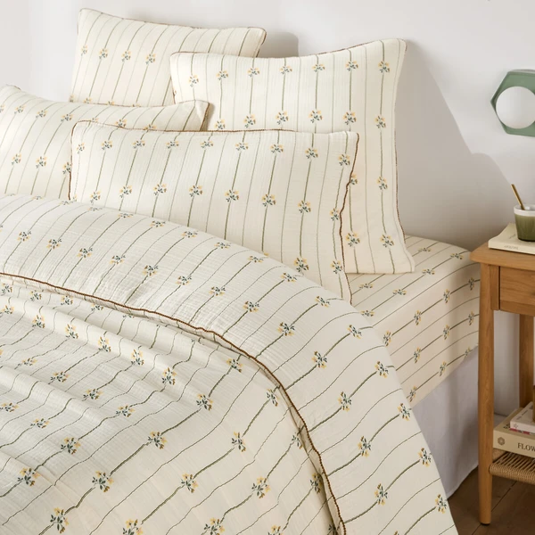 Housse de couette en gaze de coton, imprimé fleurs, RISETTI