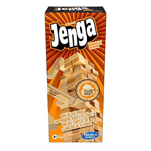 Jenga classique, jeu avec blocs en bois massif véritable, tour Jenga à empiler pour enfants, à partir de 6 ans