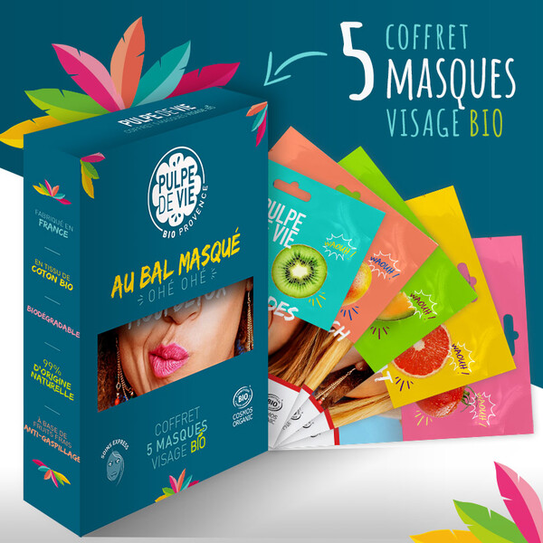 Coffret 5 masques en tissu BIO