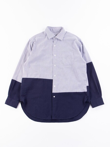 Blue/White CP Seersucker Stripe Spread Collar Shirt by Engineered Garments – The Bureau Belfast