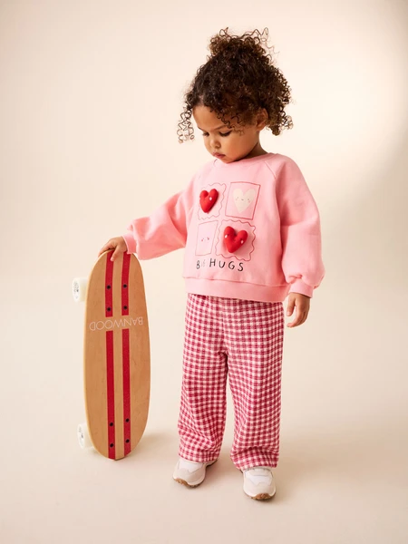Pink Heart - Sweatshirt & Wide Leg Trousers Set (3mths-7yrs)