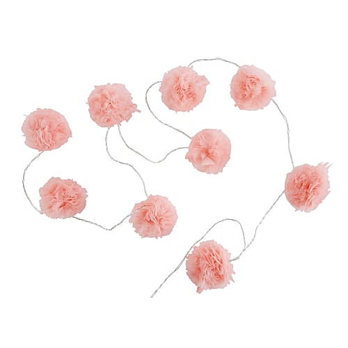 Guirlande lumineuse 9 LED pompons roses L214 | Maisons du Monde