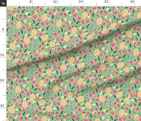 Fabric in Amelia Summer Lemonade - Florals Lemons and Bees - Medium