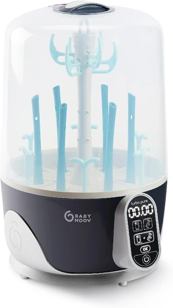 Babymoov Stérilisateur biberons et sèche-biberon Turbo Pure - 99,9% des bactéries éliminées, Programmable 5 en 1