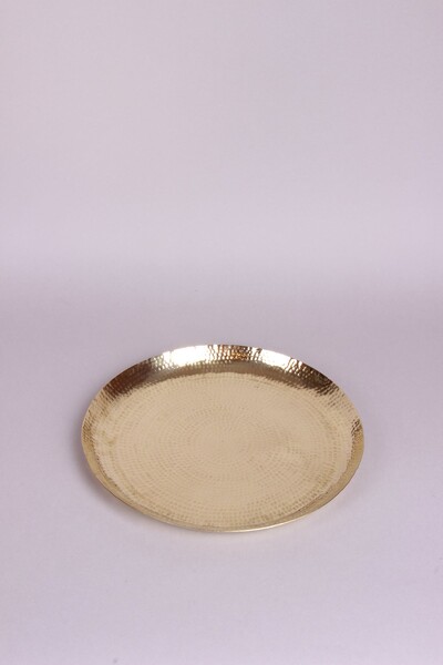 Plateau rond en laiton marteléM: diamètre 25cm