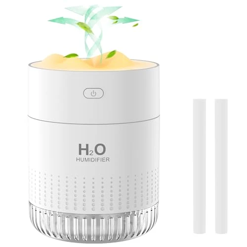 Mini Humidificateur d'air Portable, Petit Humidificateur avec Brume Fraîche pour Les plantes, Humidificateur Personnel de Bureau Rechargeable pour la Chambre, Voyages, Bureau avec Lumière Nocturne