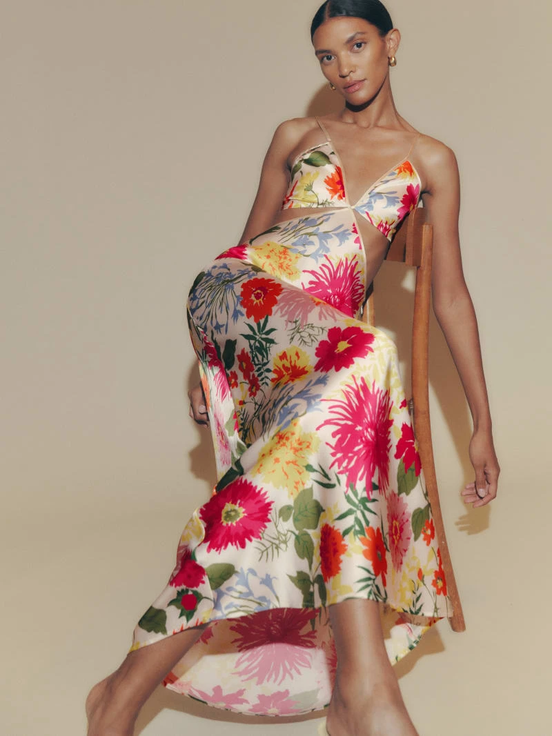 Robe en soie Poppies