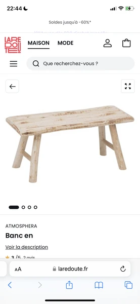 Banc en bois pour entrée 