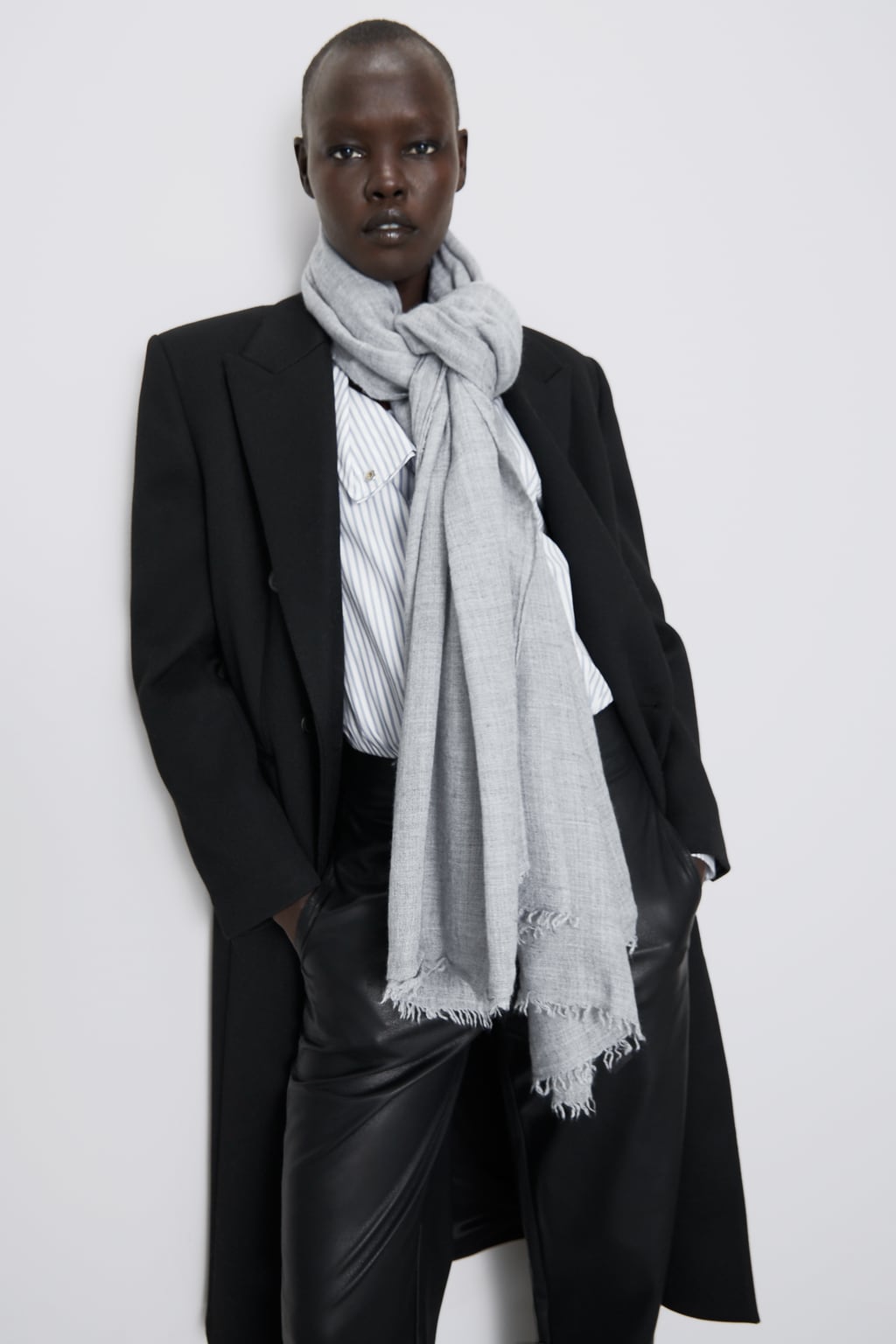 Foulard chaud imprimé gingko - 8,00€ - NOIR - Toscane