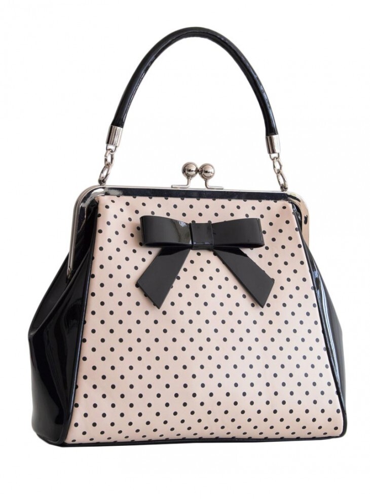 Sac Retro Pin-Up Rockabilly Banned "Black Blush Polka Starr"