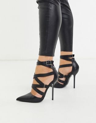ASOS DESIGN - Poke - Chaussures à haut talon aiguille effet cage - Noir | ASOS