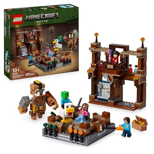 LEGO Minecraft Le Ring du Manoir des Bois - Jouet de Construction Interactif - Minifigurines d'un Bébé Zombie, Steve, Garrett &amp; Henry - Set Inspiré du Film pour Gamer, Garçon ou Fille dès 10 ans 21272