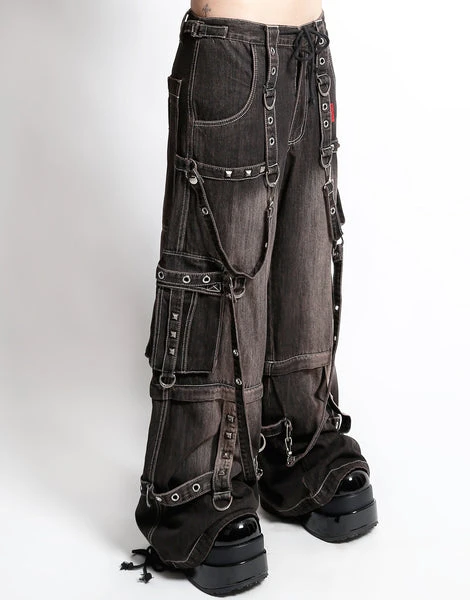 DENIM STRAP PANT BLACK DIRTY WASH