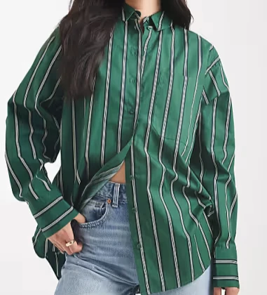ASOS DESIGN - Chemise oversize à rayures - Vert