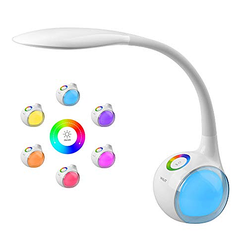 WILIT HZ T3 5W Lampe de Table Dimmable, Lampe de Bureau LED, Lampe de Chevet pour Enfants, Champ Tactile pour la Lumière de Couleur et 3 Niveaux de Luminosité, Confortable pour les Yeux, Blanc