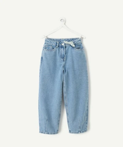Jean fille denim bleu coupe balloon