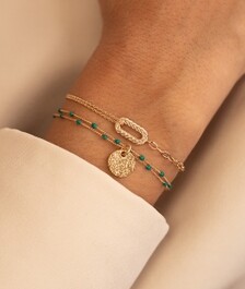 Duo bracelets ovale tressé mini perles plaqué or - L'Atelier d'Amaya