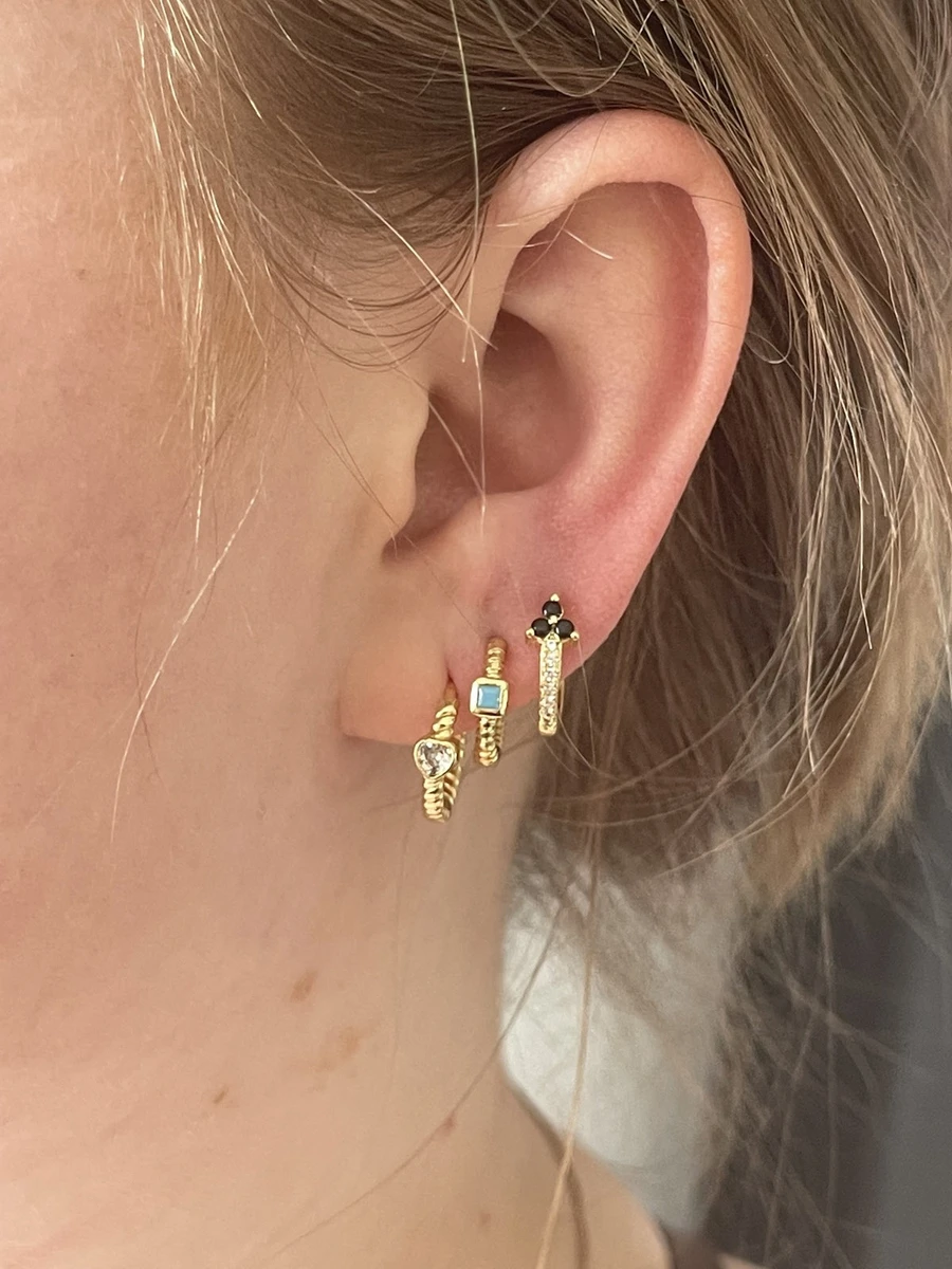 Coeur en zircone - Boucles d'oreilles - Acier inoxydable