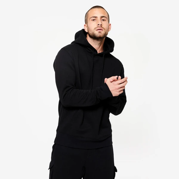 Sweat à capuche chaud en molleton homme, gris