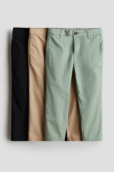 Lot de 3 chinos en twill de coton