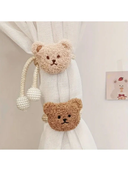 1 pièce/2 pièces/4 pièces Supports de rideaux de fenêtre mignons en forme d'ours, décoration créative pour rideaux de pièce, décoration pour chambre à coucher et salon pour cadeaux de Noël et Halloween, décorations suspendues minimalistes et