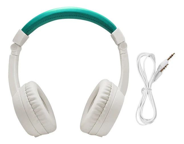 Timio Casque blanc/vert filaire avec limite de décibels