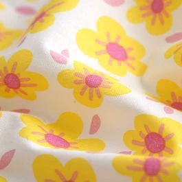 Tissu cretonne coton tournesol blanc