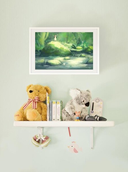 Lake Climb - art mural, illustration originale, déco de chambre pour enfants, estampe d&#39;art