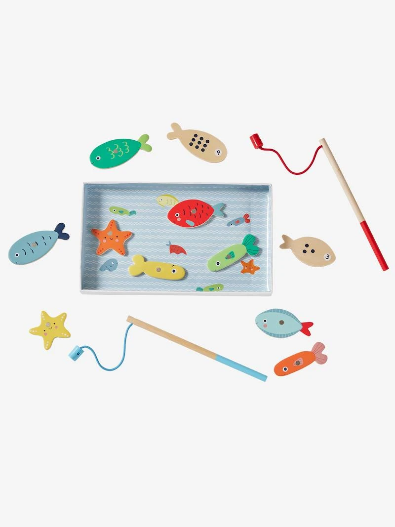Pêche à la ligne magnétique en bois FSC® multicolore - Vertbaudet
