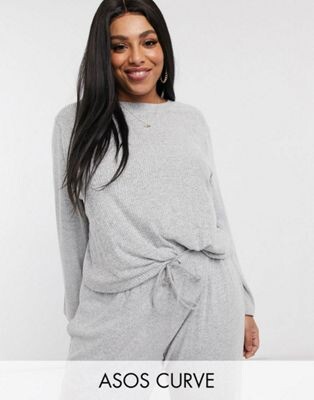 ASOS DESIGN Curve mix & match lounge super soft long sleeve top and jogger | ASOS