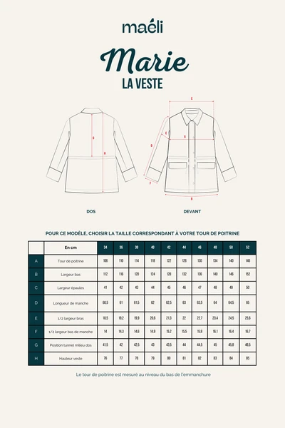 Patron La veste, Marie